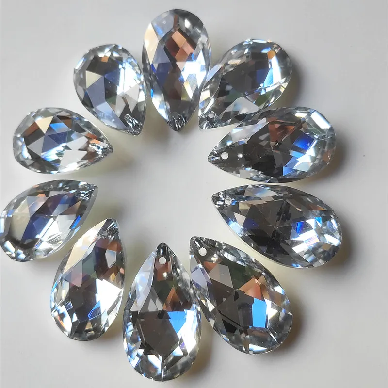 Wholesale Price 50pcs 38mm Silver Crystal Faceted Tear Drops Chandelier Parts Sun Catcher Hanging Drops Wedding Lamp Decoration