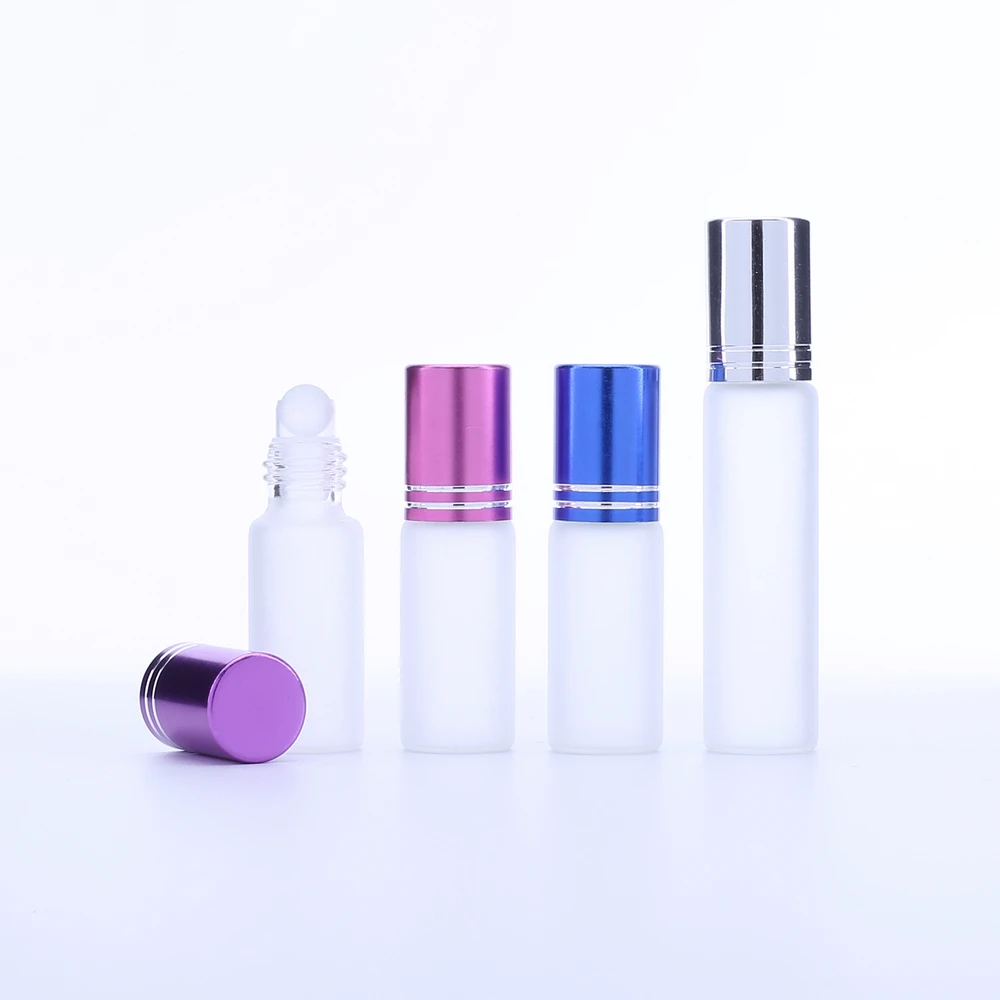 

500pcs 5ml 10ml Clear Frosted Glass Roll On Essential Oil Empty Perfume Bottle Roller Ball Bottles For Travel