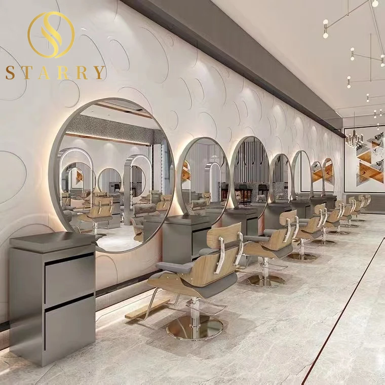 Dostosowane luksusowe lustro ścienne do salonu fryzjerskiego Nowoczesne wielokształtne duże lustro ścienne