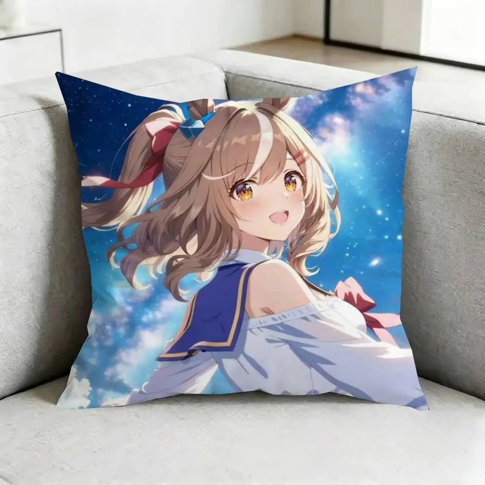 Umamusume Pretty D-Derby Pillow Case Square Double-Sided Sofa Cushion Cover Bedroom Bedside Pillow Gift