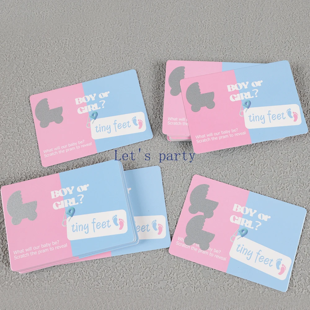 24Pcs/Set Newborn Boy or Girl Gender Reveal Game Scratch Cards for Team Girl Boy Birthday Baby Shower Baptism Party Decoration