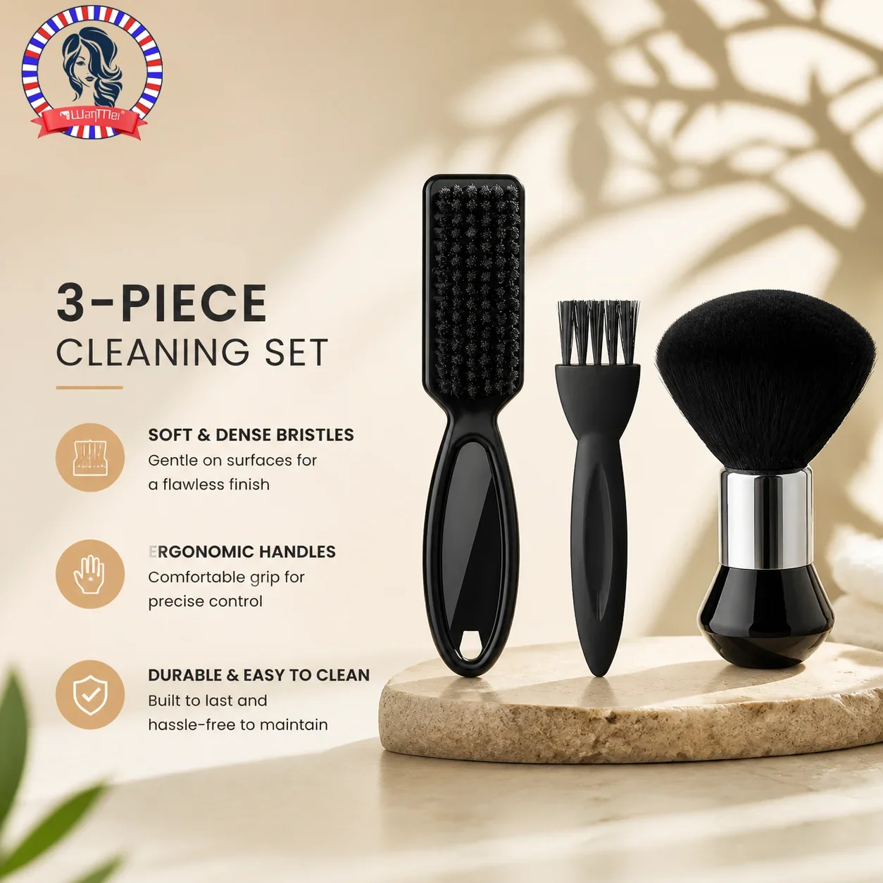 2/3-teilige Nacken-Staubentfernungsbürste, Haarschneider, Reinigungsbürste, weicher Nylon-Trimmer, Rasierer-Reinigungsbürste für Haarstyling, Salon