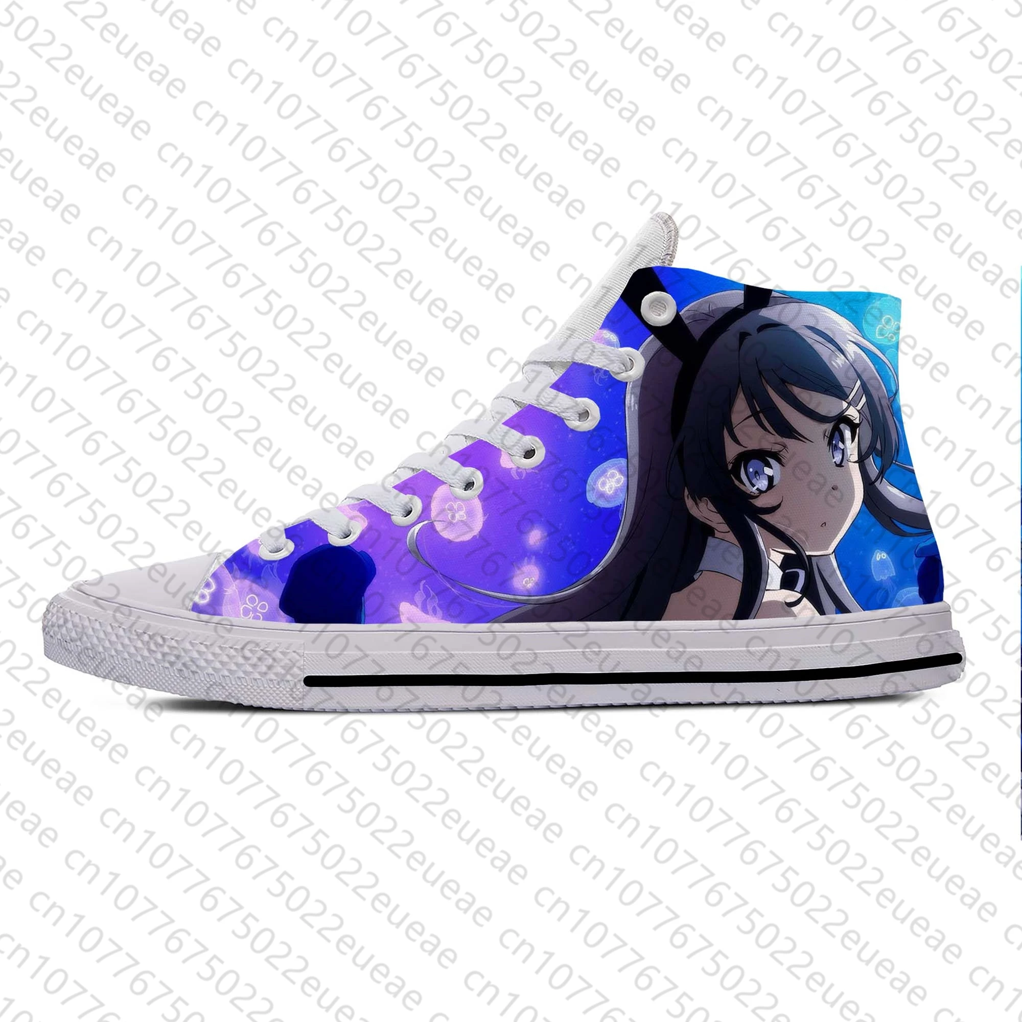 Hot Cool Anime Cartoon Bunny Girl Sakurajima Mai Casual Shoes High Top Lightweight Men Women Sneakers Breathable Board Shoes