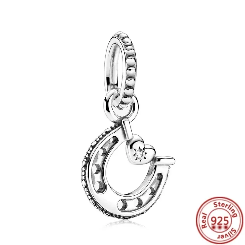 Breloques en argent regardé 925 pour femme, coeur, fleur, étoile, flocon de neige, ailes d'animaux, perles pour bracelet Pandora bricolage, cadeau de bijoux, original