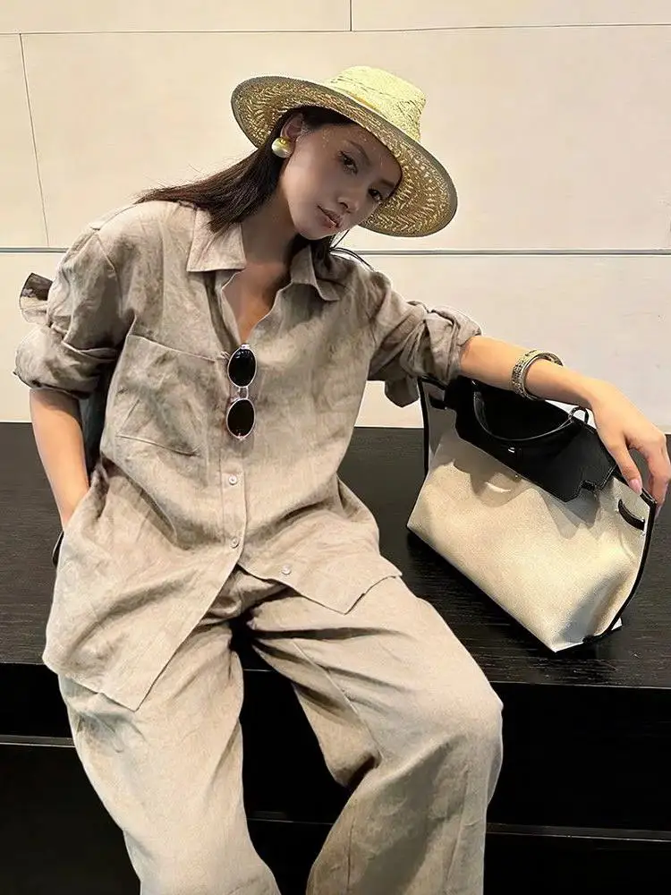 

Sunscreen Set for Women 2026 Spring and Summer New Style Long Sleeved Shirt Casual Wide Leg Pants Two-piece Set