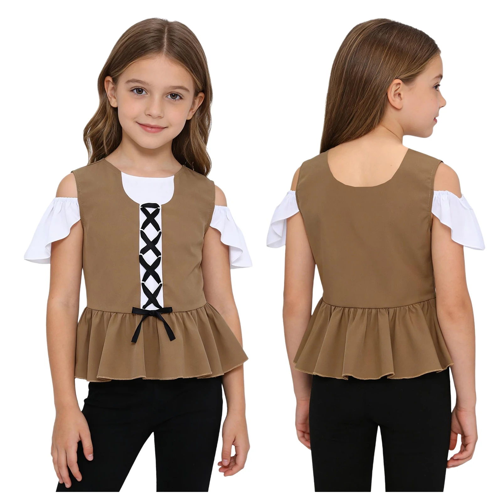 

Карнавальный костюм пирата на Хэллоуин для девочек, средневековый костюм эпохи Возрождения, костюм для косплея с короткими рукавами на молнии, викторианская винтажная рубашка с рюшами, топы