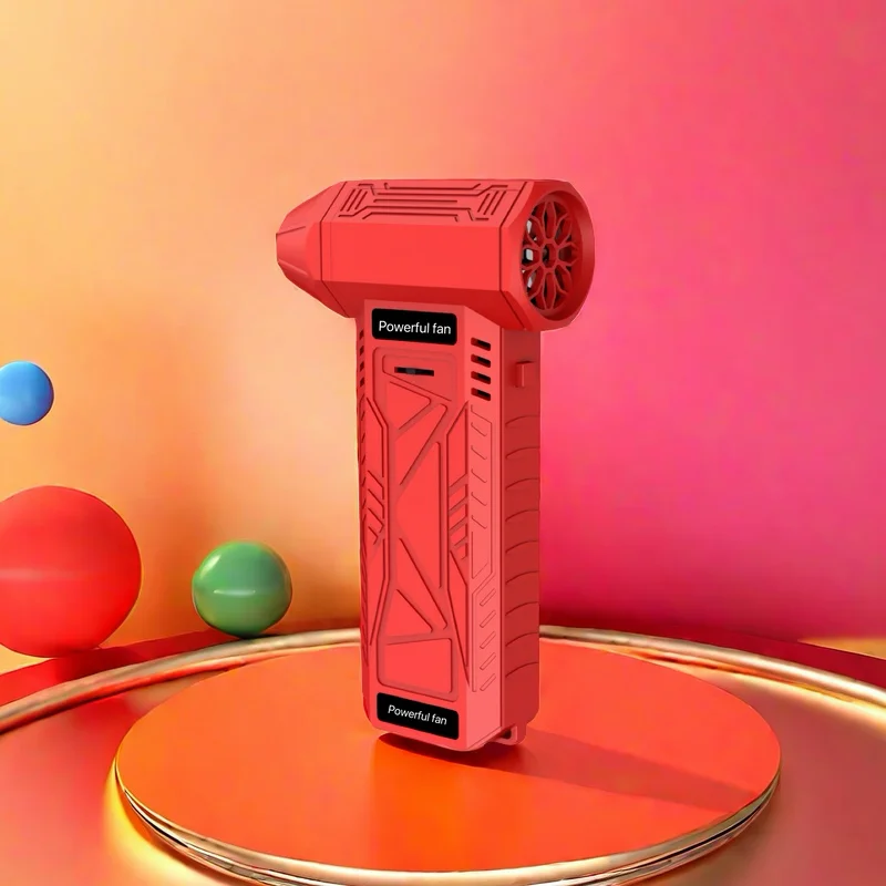 

Brushless Motor, Stepless Speed Control Handheld Power Blower. This rechargeable cooling turbojet fan has cleaning, exhaust, and