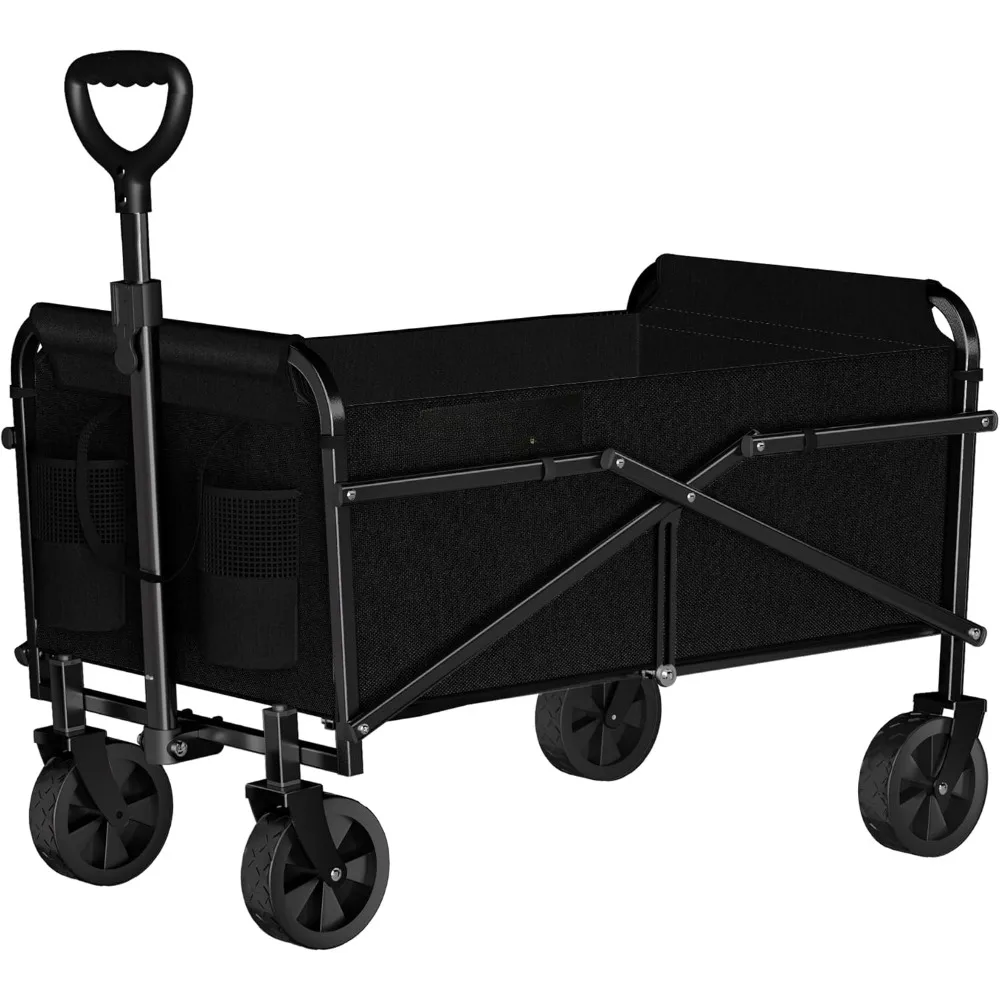 

Collapsible Wagon Carts Foldable, Heavy Duty Beach Folding Wagon Cart with Wheels, Portable Grocery Garden Cart for Outdoor