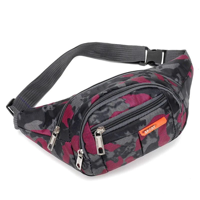 Camouflage Print Men Waist Bag Pack Purse Casual Large Phone Belt Bag Pouch Women\'s Canvas Travel Phone Bag Fanny Banana Bag Hip