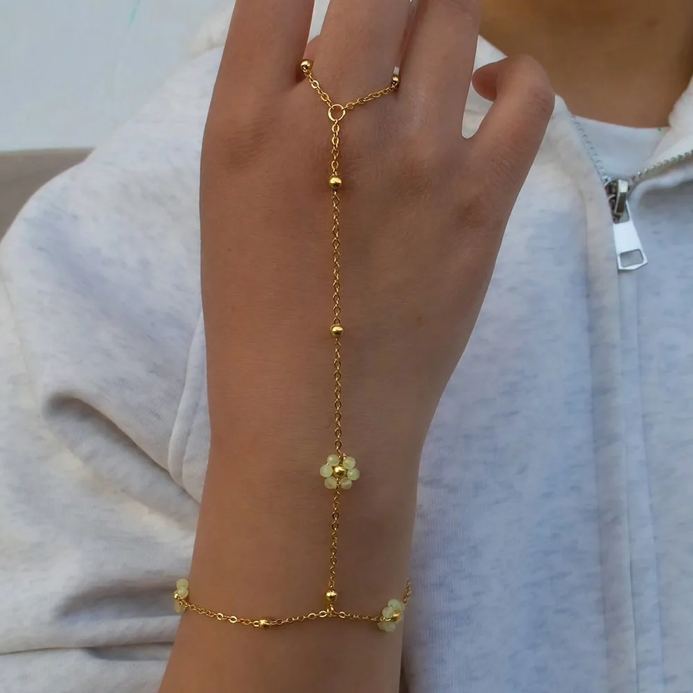 Bracciale Donna Con Perline In Ceramica Blu E Bianche E Fiocco Dorato – Ymapinc, Gioiello Elegante Regalo Per Mamma