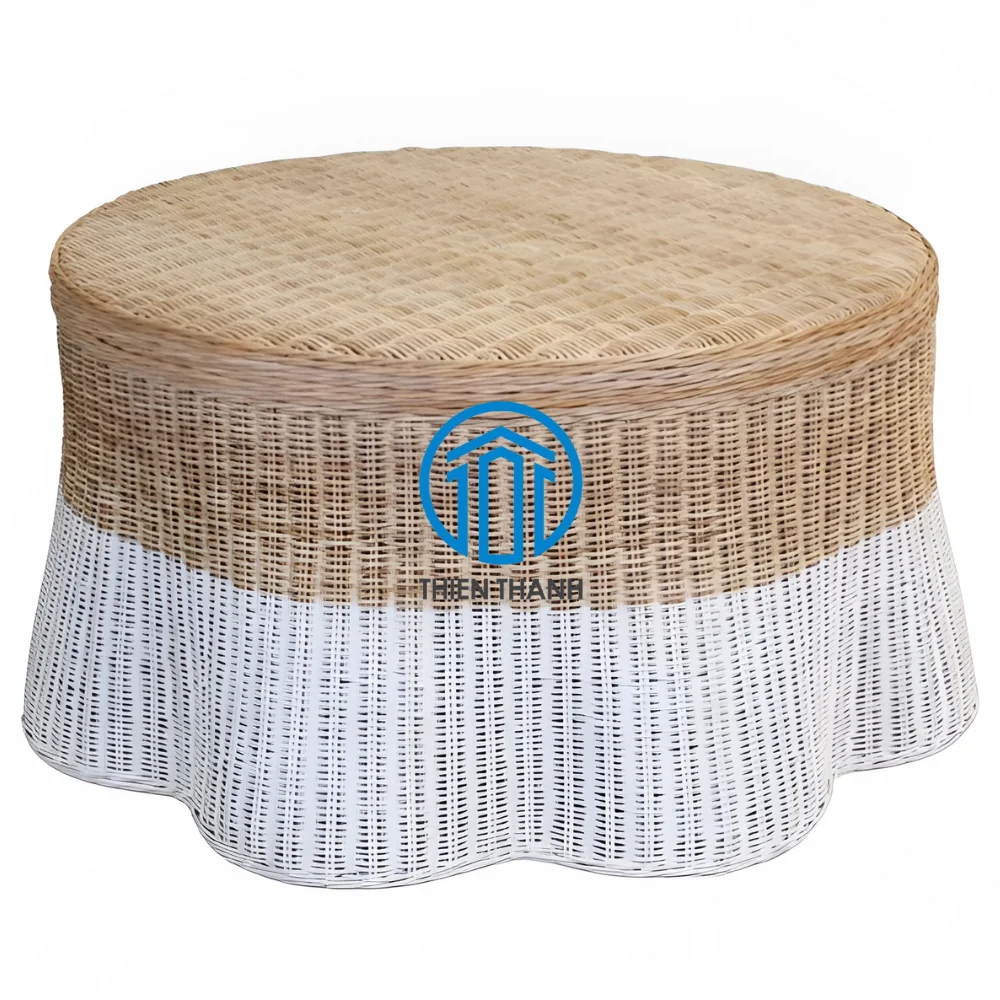 

New Arrival Natural Handmade From Artex Thien Thanh Rattan Wavy Coffee Table For Home Decoration & Home Furniture