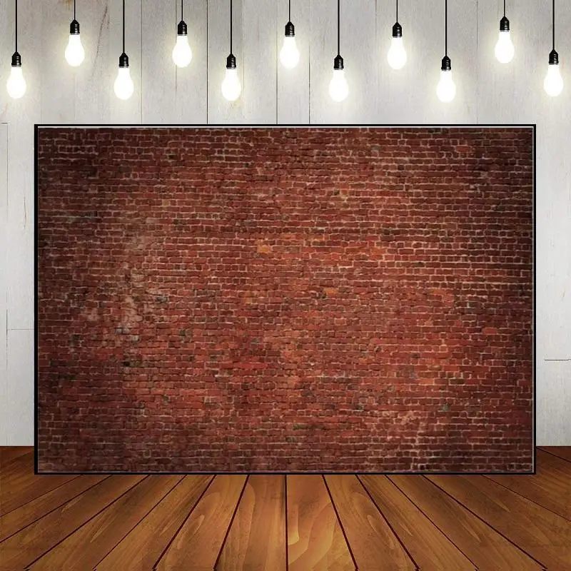 Brick Wall Theme Rustic Red Black Vintage Retro Party Backdrop Background Newborn Photography Props Decoration Birthday Custom