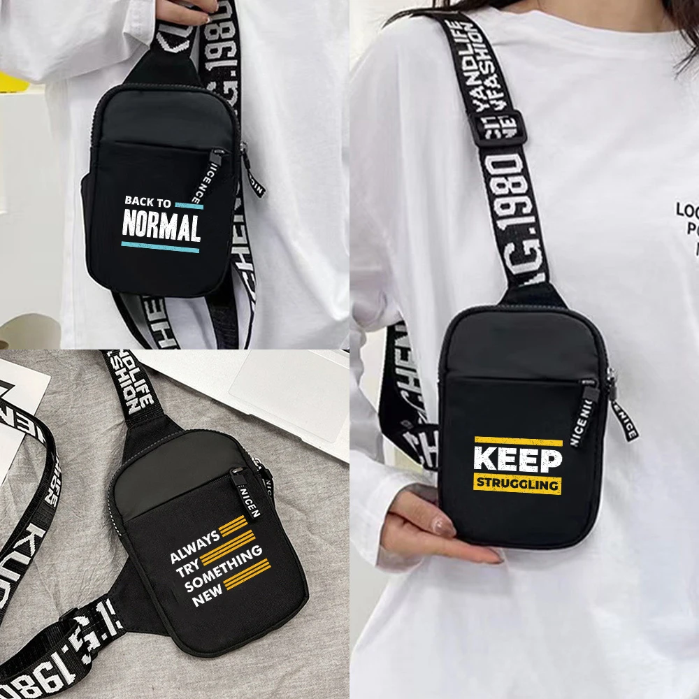 Chest Bag Large Capacity Running Lightweight Fashion Crossbody Bag Multi-functional Travel Hiking Pack Phrase Series