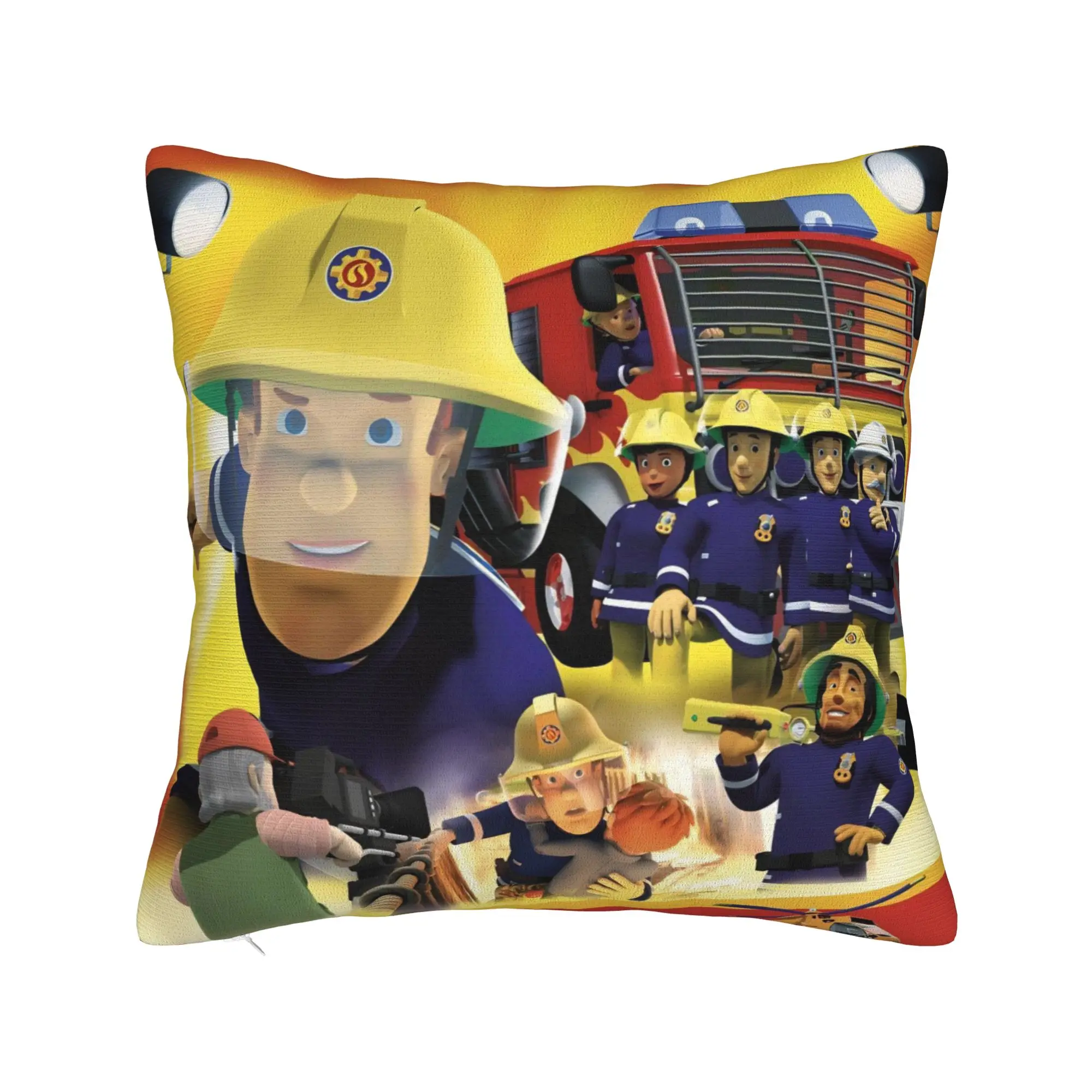 Fireman Sam Square Pillow Covers Polyester Sofa British Children Television Cushion Case Cool Decor Throw Pillow Case 45*45