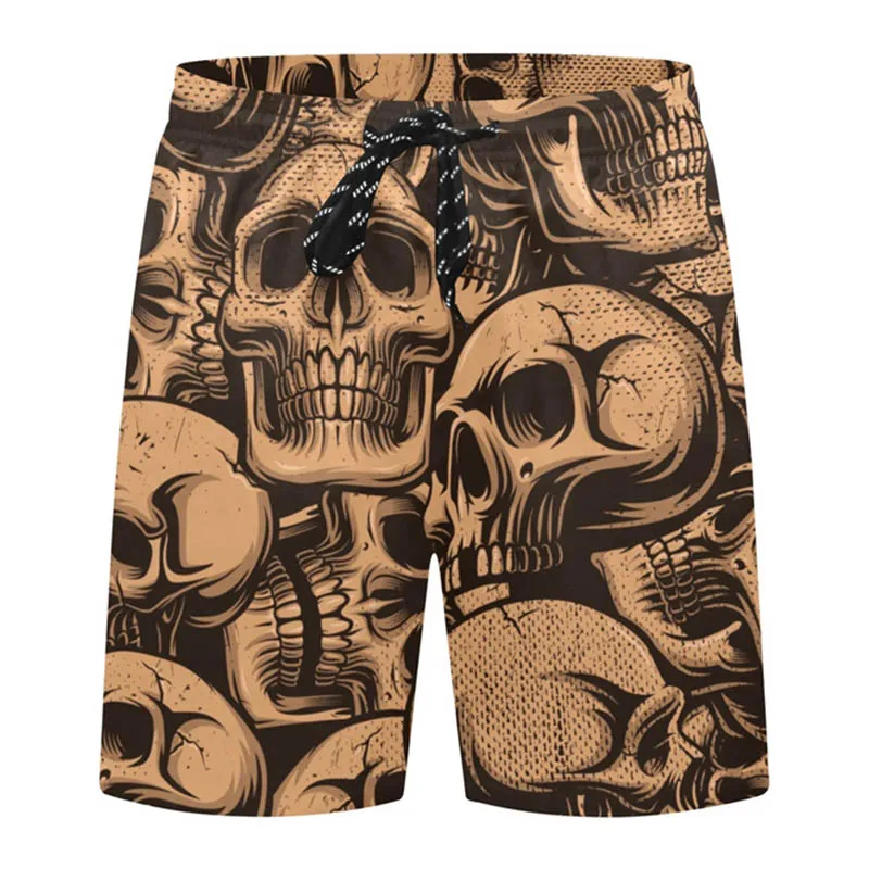 Pantalones cortos con estampado 3D de calavera para hombre, Shorts deportivos con personalidad, estilo gótico, Unisex