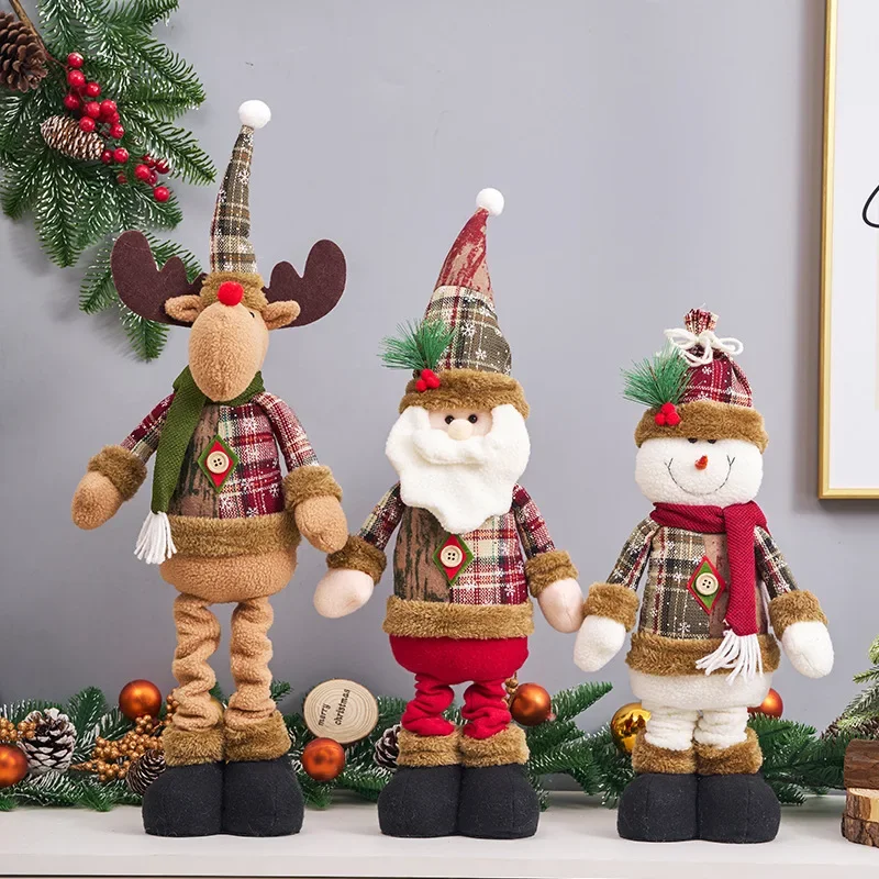 

1pc New Santa Claus Snowman Elk Telescopic Doll 2024 Merry Christmas Decorations Window Props Matching Supplies Ornaments