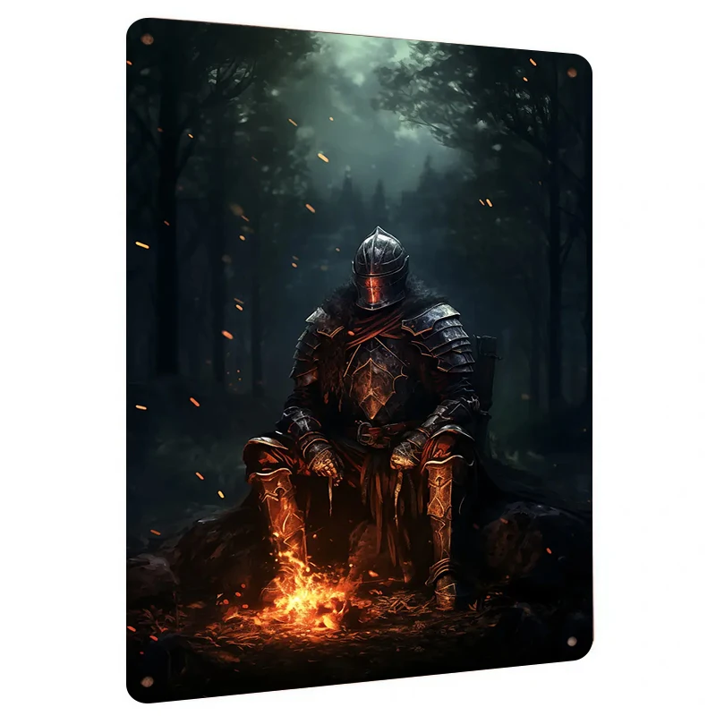 Medieval Armored Warrior Metal Wall Art Vintage Dark Style Home Living Room Study Decor Hanging Decoration