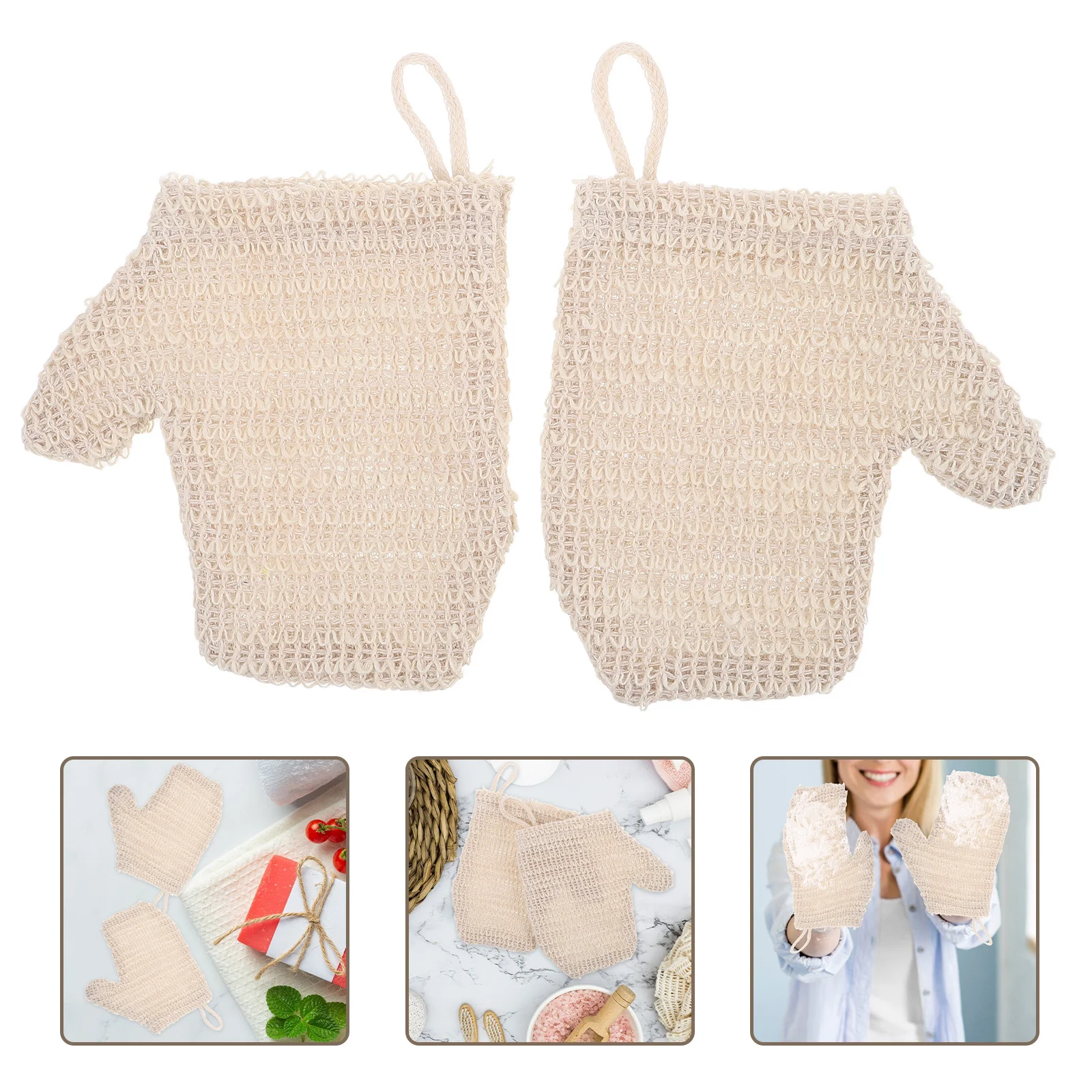 

2Pcs Exfoliating Body Scrub Gloves Double Side Bathing Mitts for Deep Cleaning Spa-Like Shower Experience Reusable Gentle