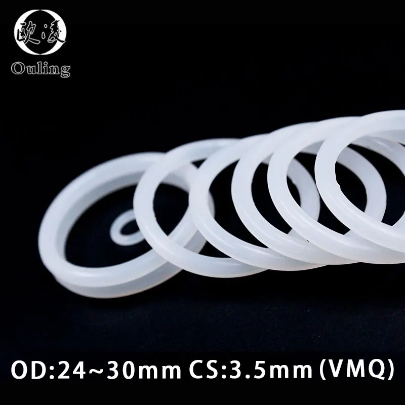 20PCS/Lot White VMQ O‑Ring CS3.5mm OD24-30mm Good Elasticity Silicone Rubber Gasket Washer For Machinery Plumbing Sealing
