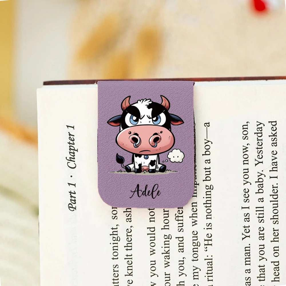 1PC Hot Sale Cow Custom Text UV Print Aqua Blue Book Clip For Girl Gifts