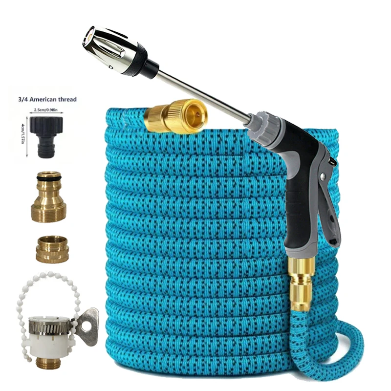 Scalable Explosion-Proof Hose, Stainless Steel Nozzle, Rubber Coated Gun Body, Anti Slip, 1/2 Connector, Garden Irrigation Tool