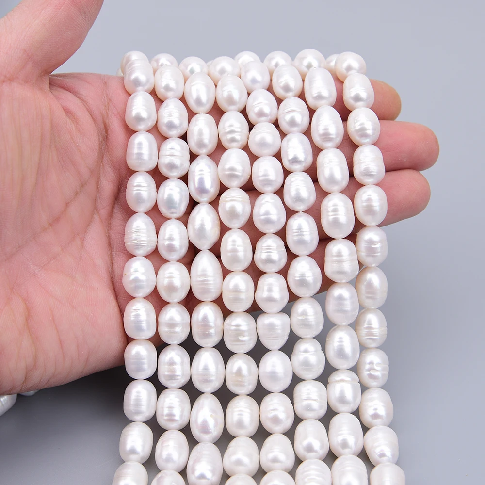 

APDGG Cultured White Rice Pearl Loose Beads Strand 15.5'' Jewelry DIY Supplies