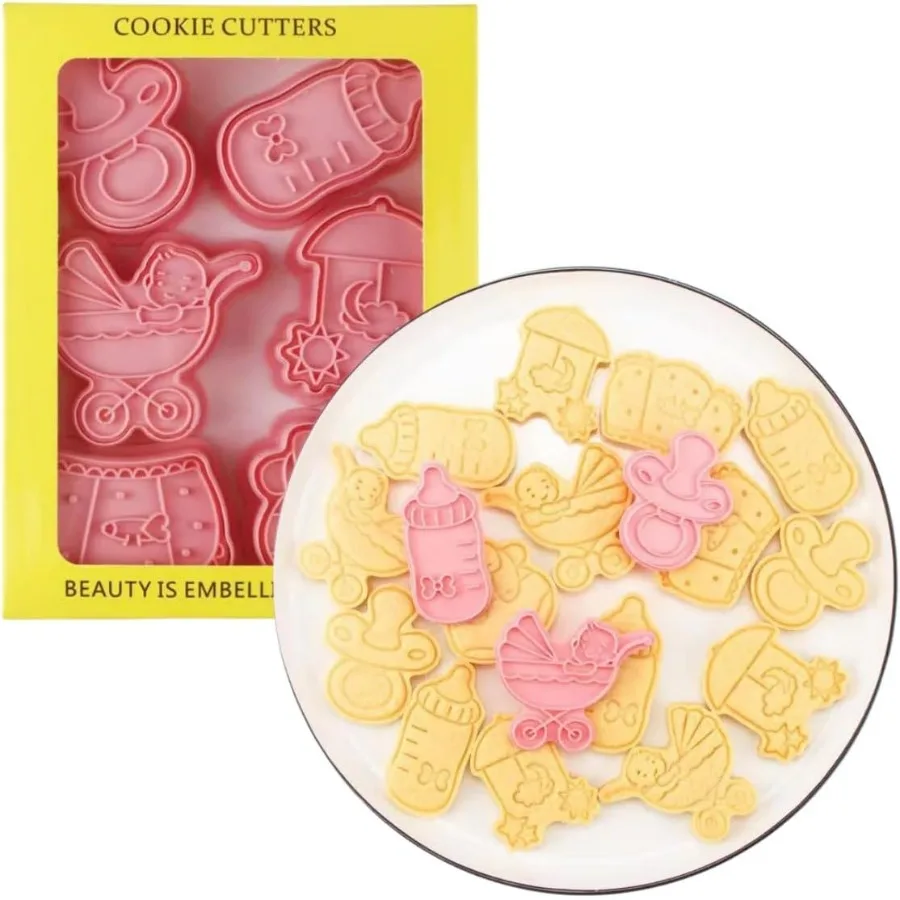 

6 шт., милые ножницы для детского душа, пластиковые ножницы для новорожденных, настольные штампы для формы, пресс для детского душа, набор форм для выпечки, кухня тоже