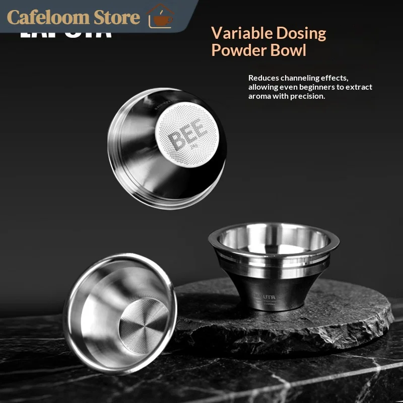 LAPUTA 58Mm Coffee Filter Basket Stainless Steel Precision Variable Diameter Portafilter Bowl For Espresso Extraction