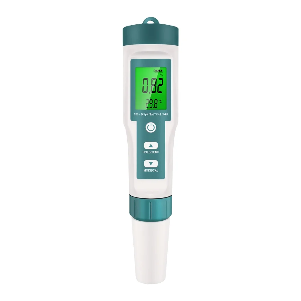 

Digital Pen Type Water Quality Tester 7 in 1 Temperature S. G Salinity ORP TDS EC PH Meter for Aquariums with Backlight