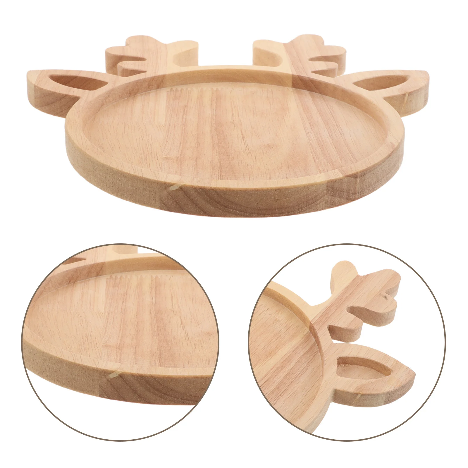 

Charming Reindeer Wood Tray Christmas Appetizer Platter Smooth Craftsmanship for Safe Handling At Family Celebrations