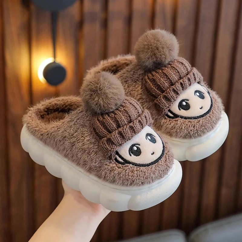 Children\'s slippers winter boys\' indoor home cartoon cute middle and small children\'s baby cotton slippers warm girls\' slippers