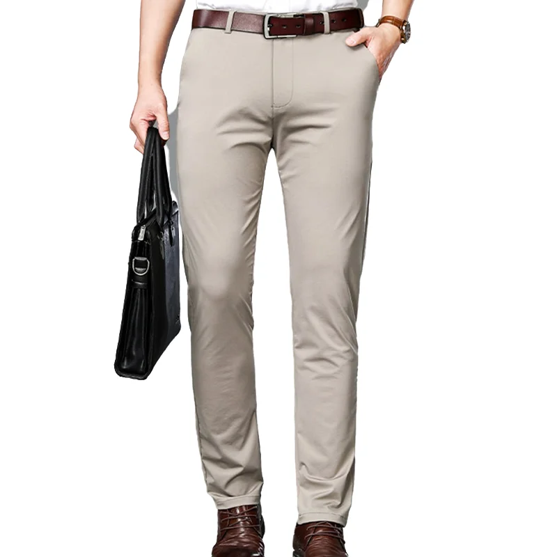 

Men's Trendy Suit Trousers - New Solid Color Nylon Blend High-Stretch Business Casual Pants for Commuting & Comfortable Work