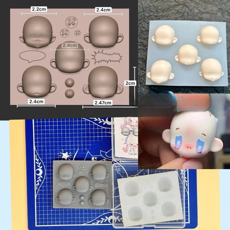 

Silicone Molds/Soft and Easy To Demold/Handmade Doll Pottery Clay Making/Multi-size Q-version Ultra-light Clay Plasticity Tools