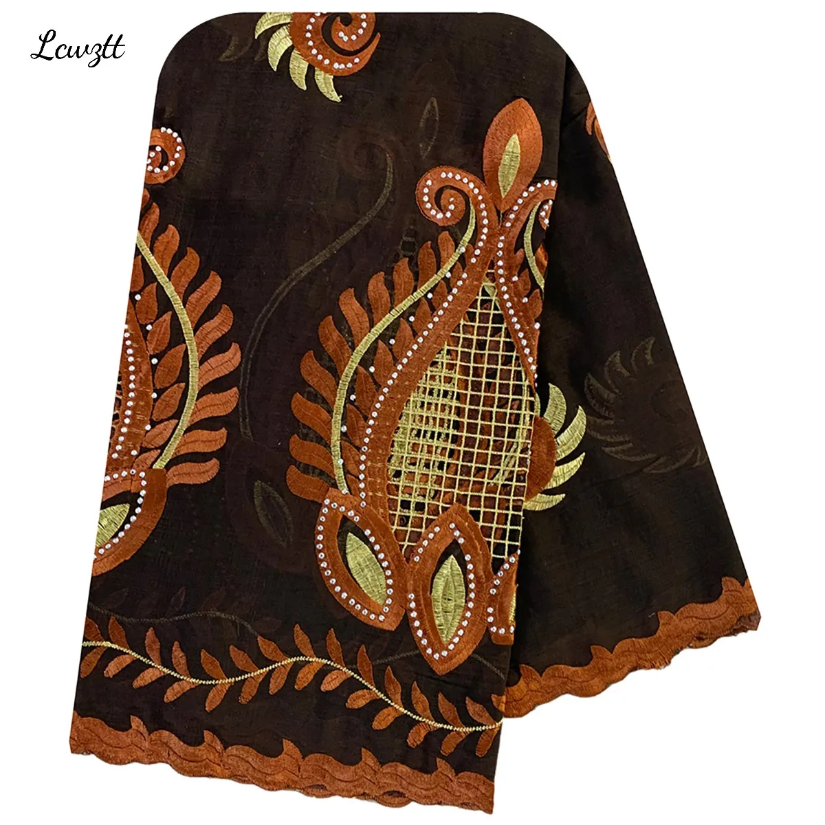 

2022 New Style African Women Scarfs Big Circle Design Big Embrodiery Cotton With Grenadine Big Scarf for Shawls Pashmina Sc-84