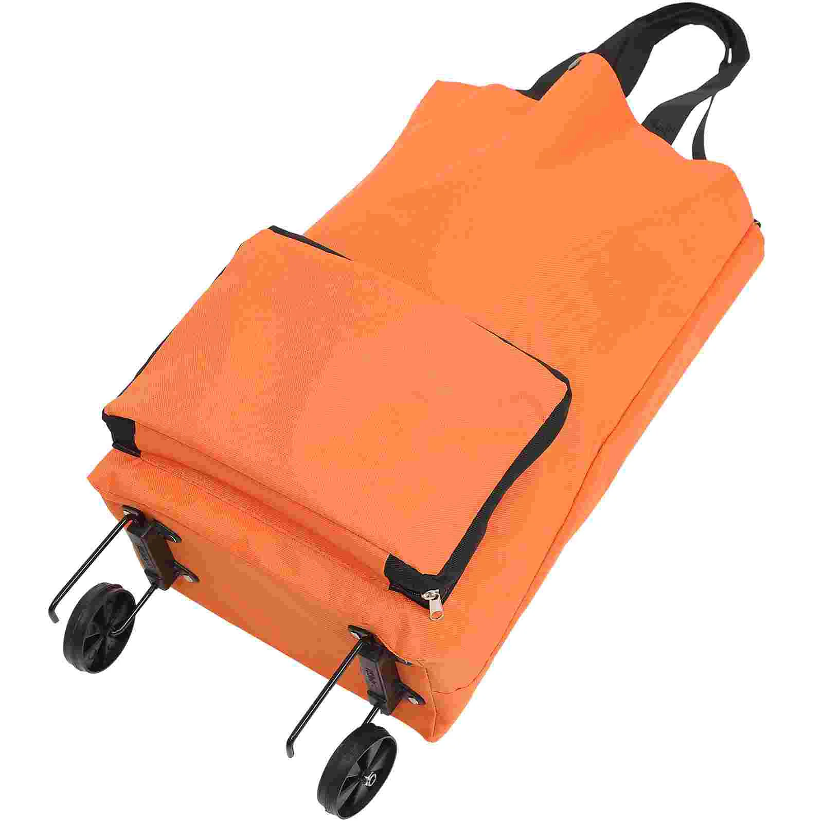 

Tote Bag Tug Collapsible Wagon Shopping with Wheel Large Bags Orange Oxford Cloth Cart
