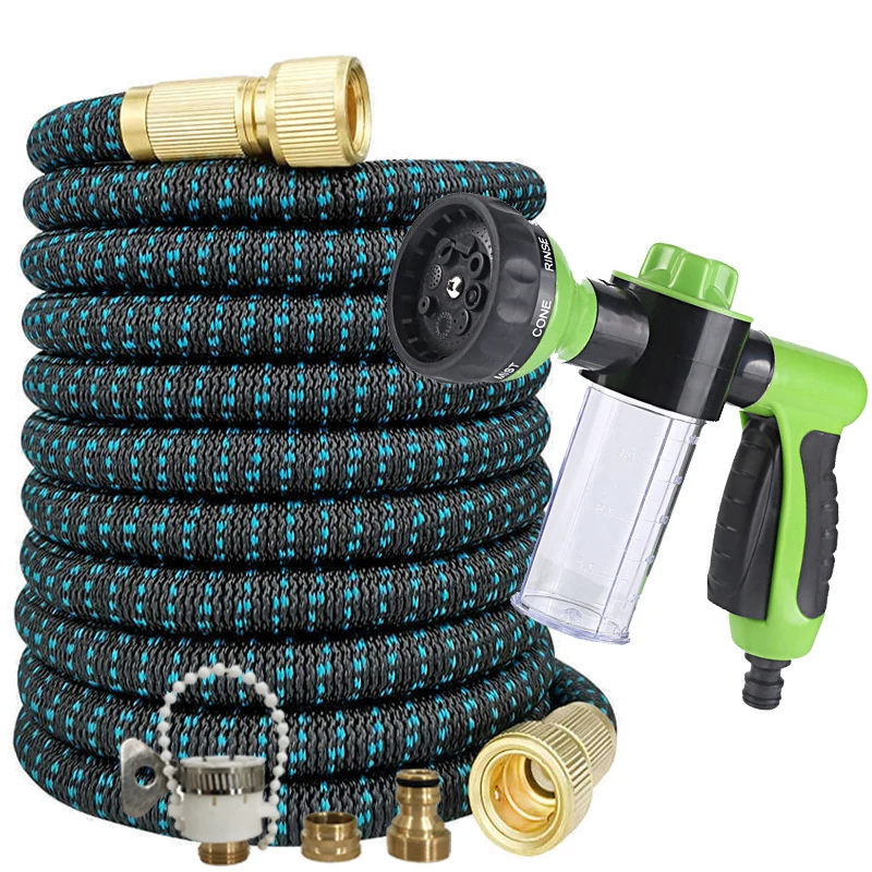 Expandable Garden Hose 25-125FT, Foam Spray Gun, 8 Spray Modes, Magic Hose, Suitable For Car Washing And Plant Irrigation