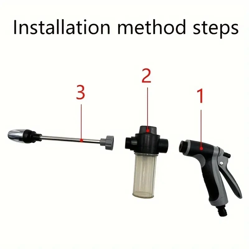 High-Pressure Car Washing Water Gun with Foam Kettle for RV Garden External Cleaning Garden Water Hose Nozzle Garden Shower