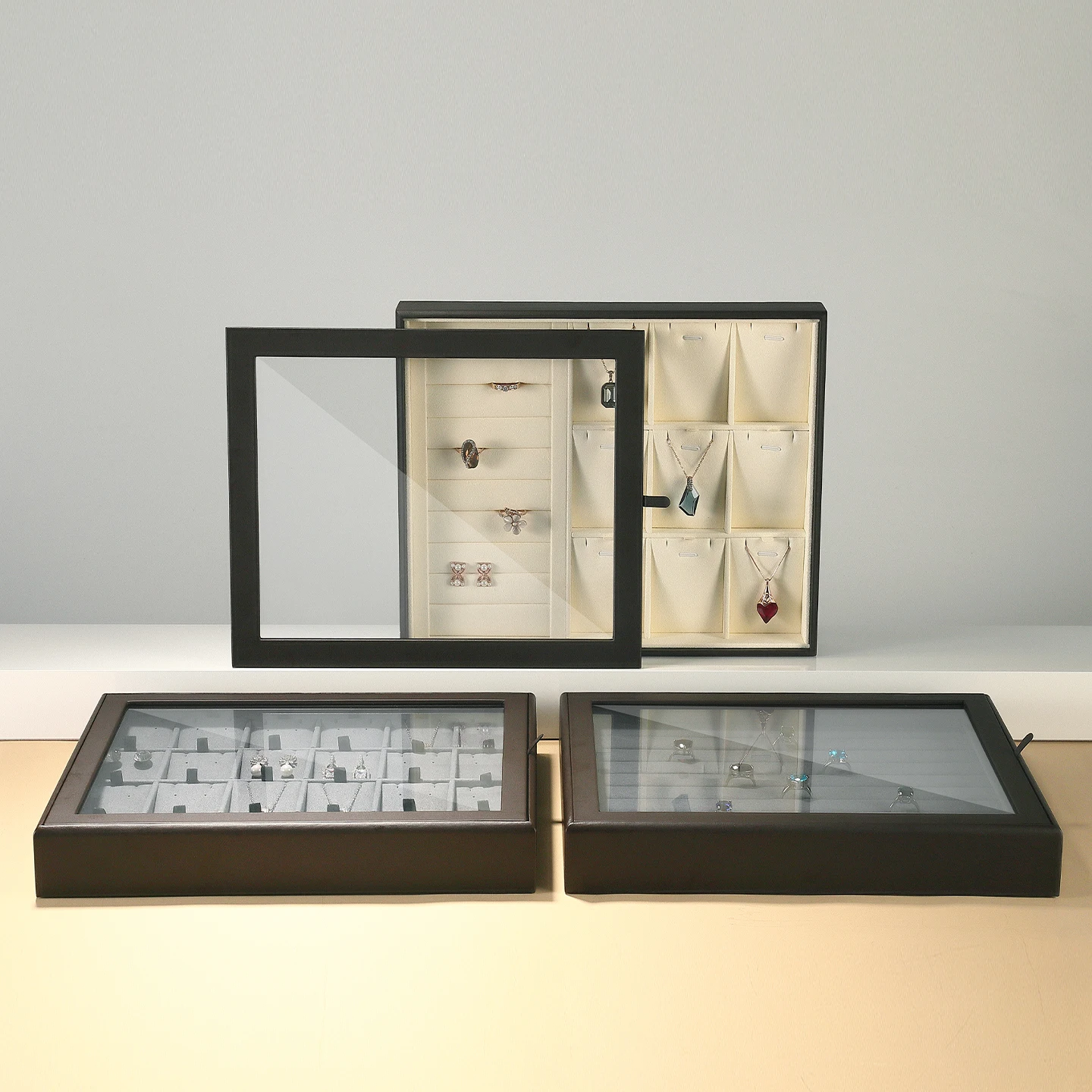 

Exquisite jewelry box, ring pendant, necklace display tray, wardrobe with lid, jewelry storage box