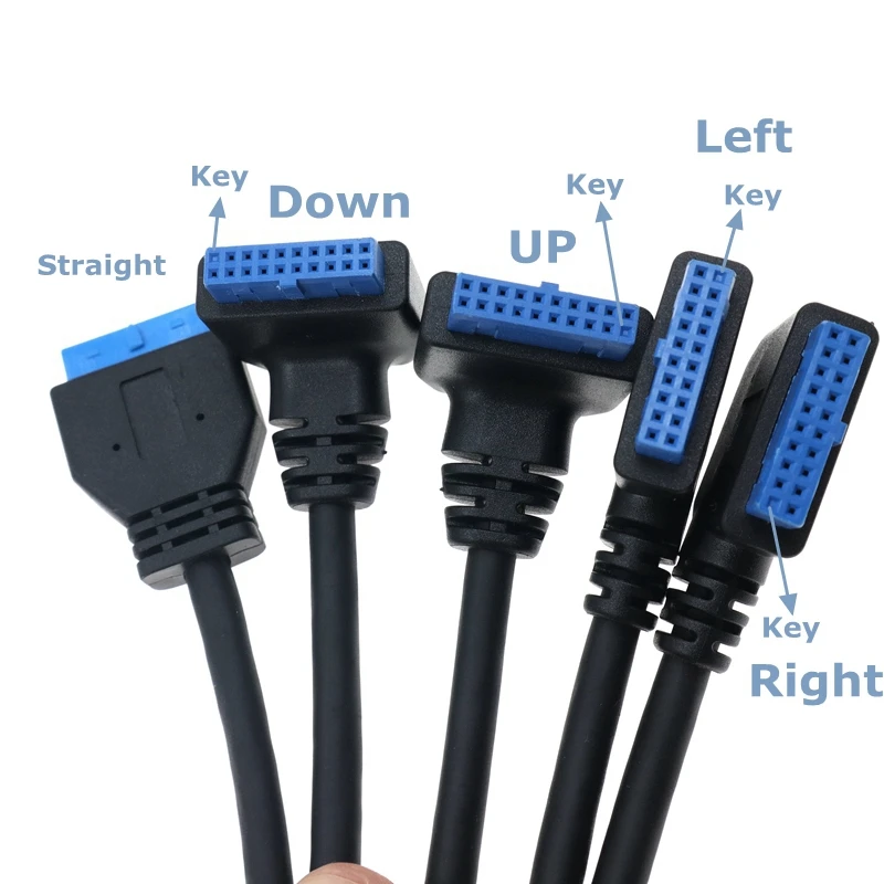 30cm 5Gbps Cable USB 3.0 Single Port A Female Screw Mount Type to UP Down Left Right Angled Motherboard 20pin Header Cable