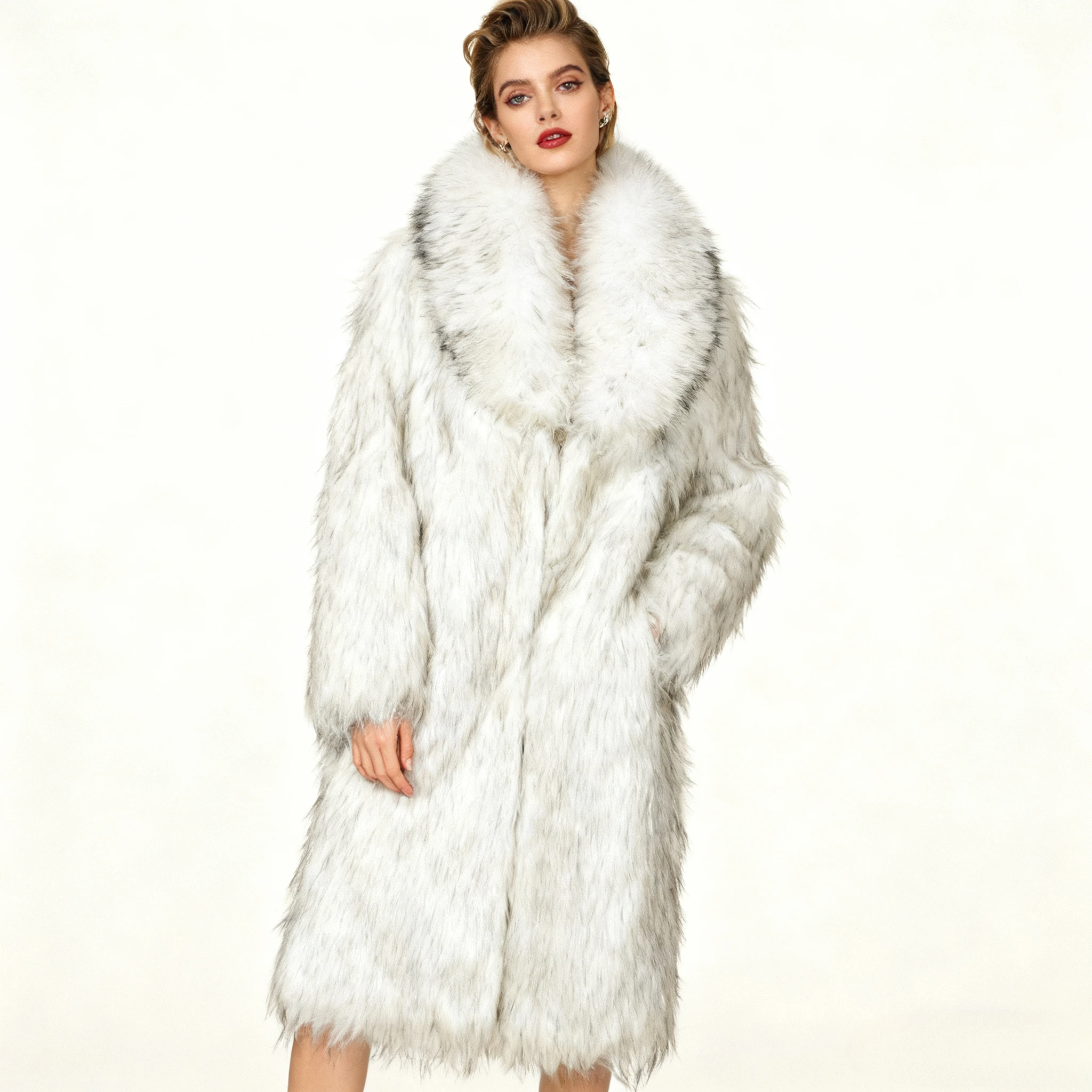 سترة فو الثعلب الدافئة المرأة فضفاضة سميكة الفراء العمل سترات طويلة الربيع Y2k ملابس خارجية الخريف الشتاء ماكسي معطف أنيق الشارع الشهير