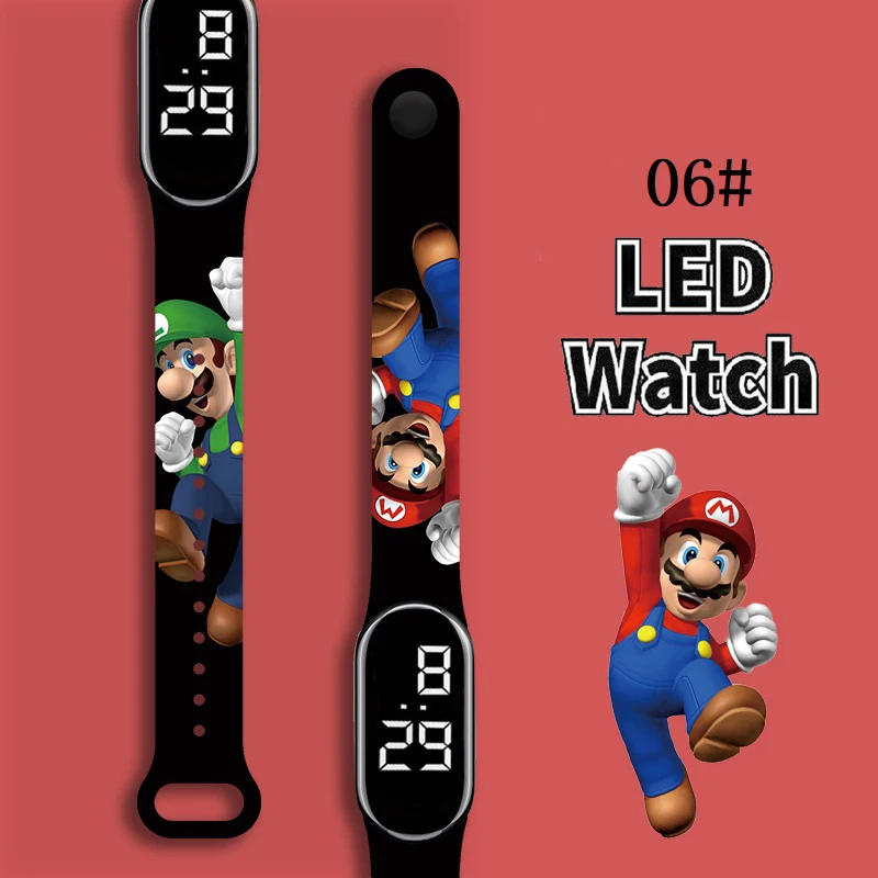 

Super Mario Strap LED Electronic Watch Fashion Colorful Bracelet Touch Waterproof Anime Character Pikachu Educational Children's