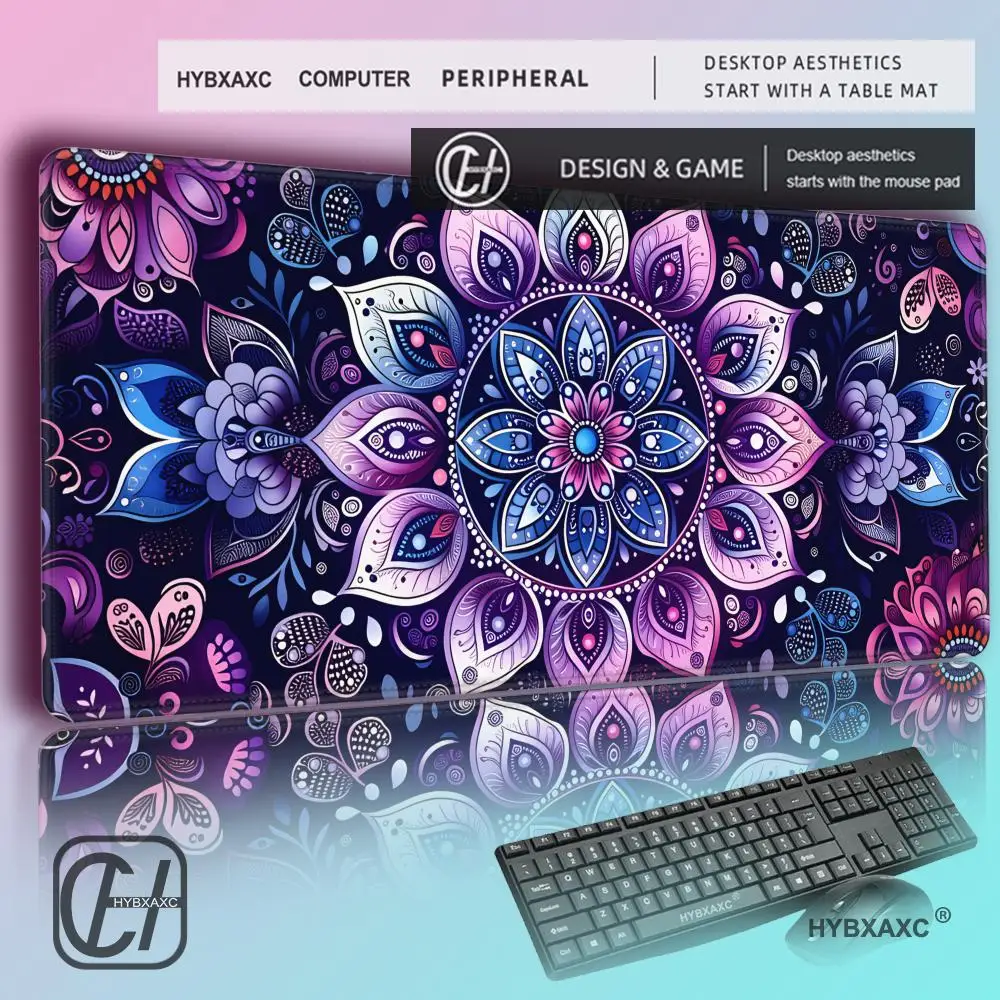 

HYBXAXC Mystery Mandala MousePad Red Aesthetic DeskMat Rubber BaseDesk Accessories Non-Slip Stitched Edge Mousepad for Women Men
