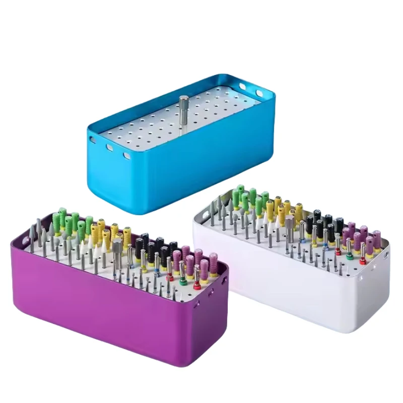 Dental Autoclave Endo File Box 72Holes Dental Diamond Bur Holder Disinfection Sterilizer Case Stand Dentistry Lab Instruments