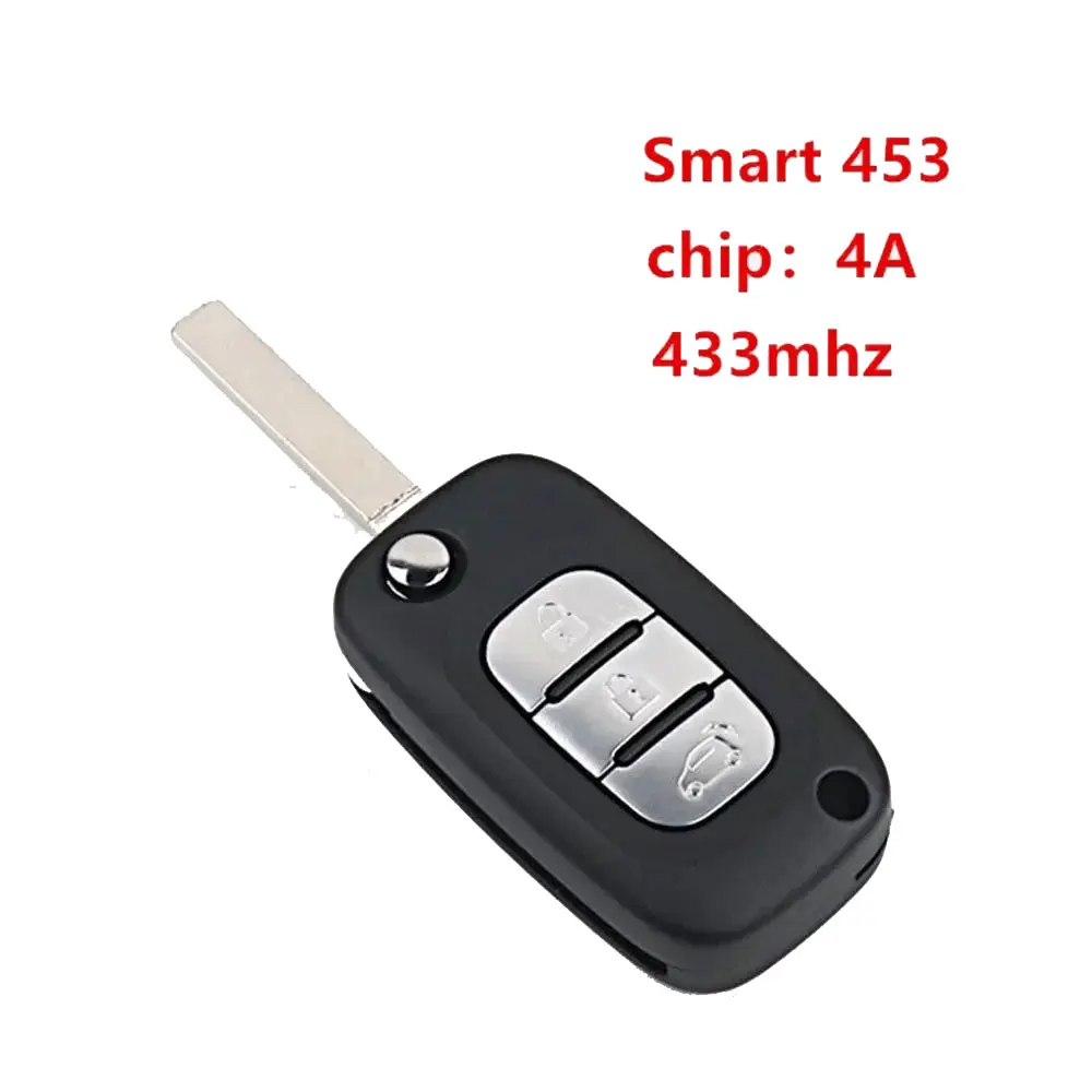 

1pcs Car Remote Key 3 Buttons Remote Key 433Mhz 4A Chip for Mercedes Benz Smart Fortwo 453 Forfour 2015 2016 2017