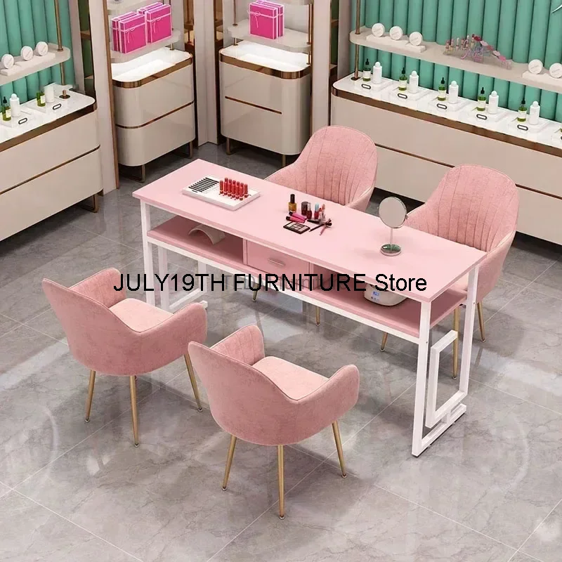 

Modern Minimalist Nail Tables Salon Furniture Single Double Manicure Tables Chair Set Light Luxury Professional Manicure Table