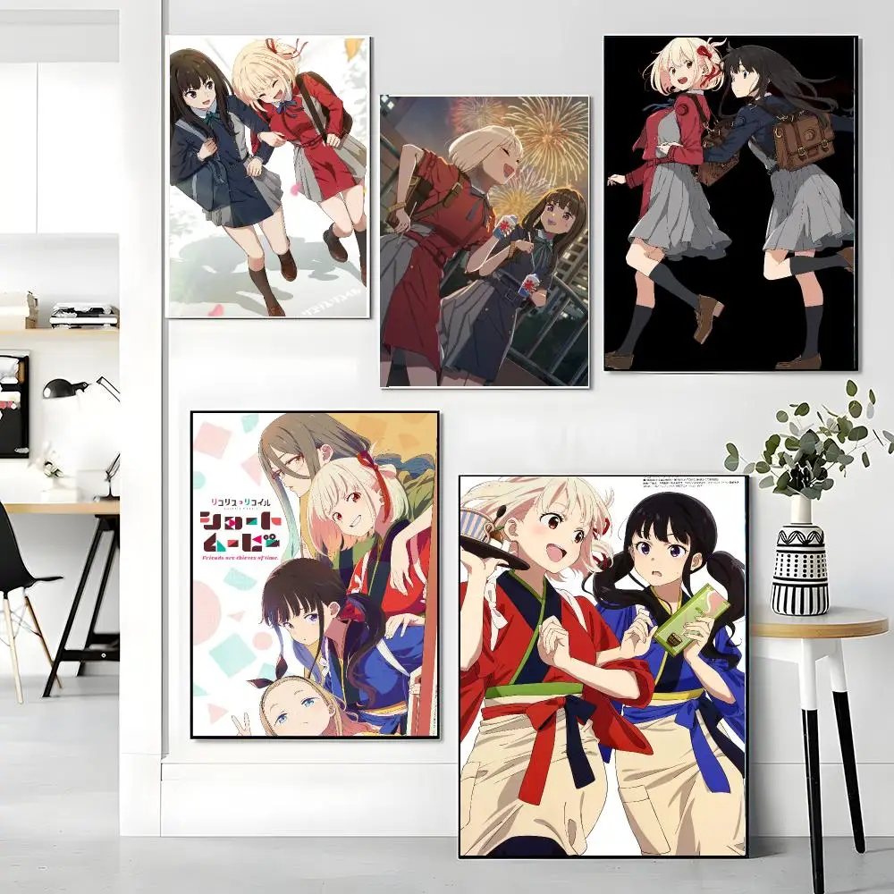 anime L-Lycoris Recoil-L Painting Calligraphy Boho Botanical Decor for Living Room Elegant Home Style