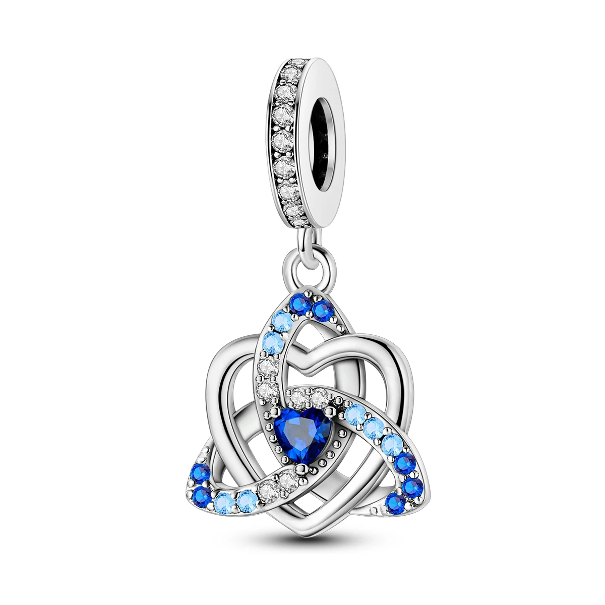 Charms Original 925er Silber, blaue Perlen, passend für Armband-Anhänger, DIY für Damen, edler Schmuck