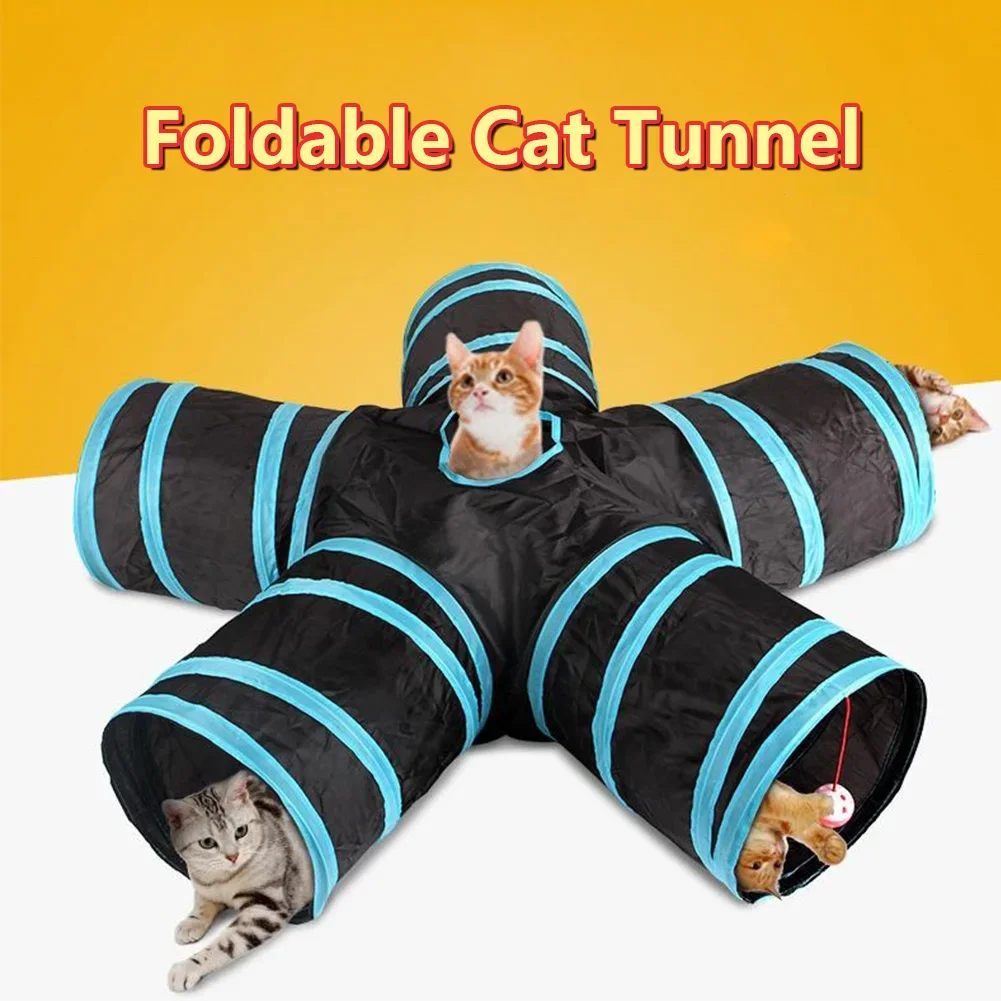 Indoor 2/3/4 5-way Collapsible Cat Tunnel Tube Kitty Tunnel Bored Cat Pet Toys Peek Hole Toy Cat Puppy Kitty Kitten Rabbit