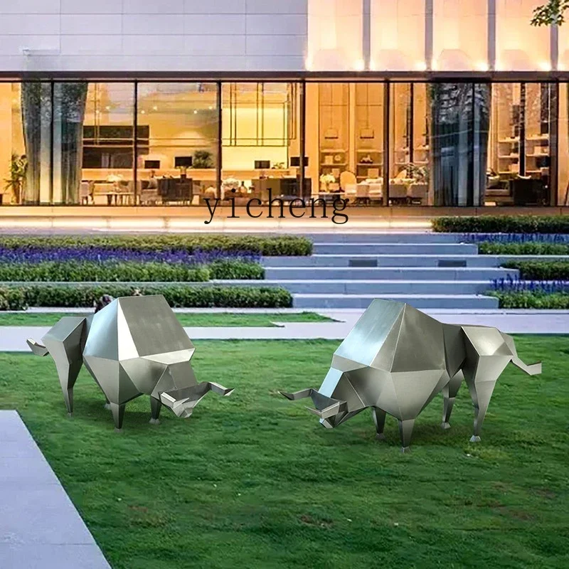 V6  outdoor stainless steel sculpture hotel lobby entrance installation art sketch large floor ornament