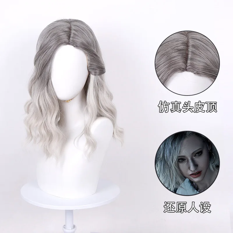 Anime Grace Ashcroft Cosplay Wigs 35cm Linen Gradient Heat Resistant Synthetic Hair Women's Cosplay Wigs for Christmas Carnival